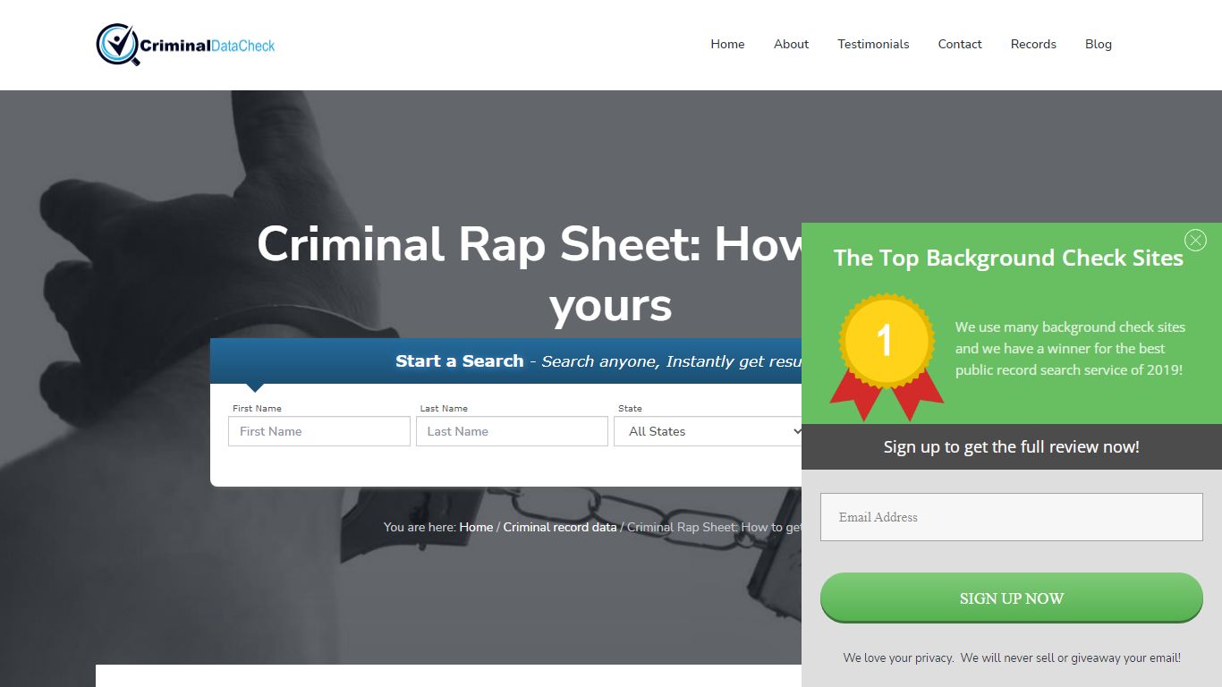 Criminal Rap Sheet: How to get yours - Criminal Data Check